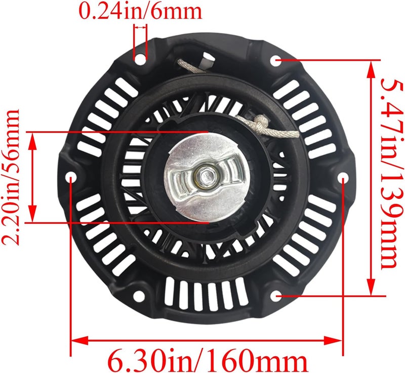 KIKITE 590607 Recoil Starter Compatible with B & S 590607 797276 Pull Start Assembly 163cc 208cc Recoil Starter CR950 CR750 Engine with Pull Rope - Image 4